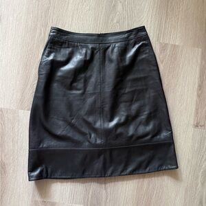 Halogen Black Genuine Leather midi Skirt